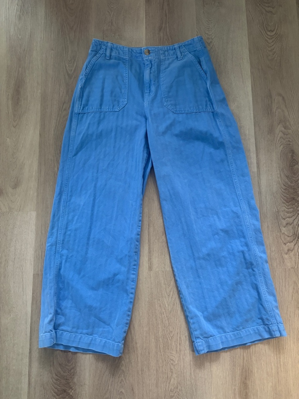 NWOT Old Navy Blue High Rise Baggy Wide Leg Railroad Denim Pants